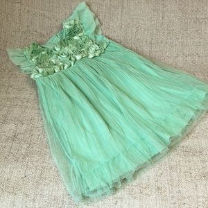 Nannette Baby 18 month mint green dress w/ satin rose detailing at chest